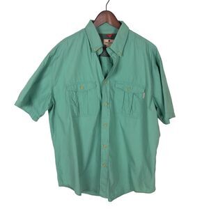 Woolrich Green Button Down Short Sleeve Shirt Men's XL